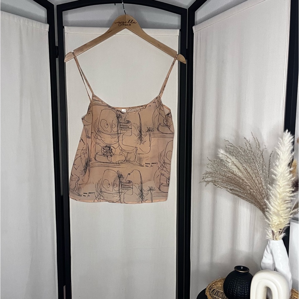 🤍5/$20 American Apparel Doodle Black and Cream Sleeveless Crop Top